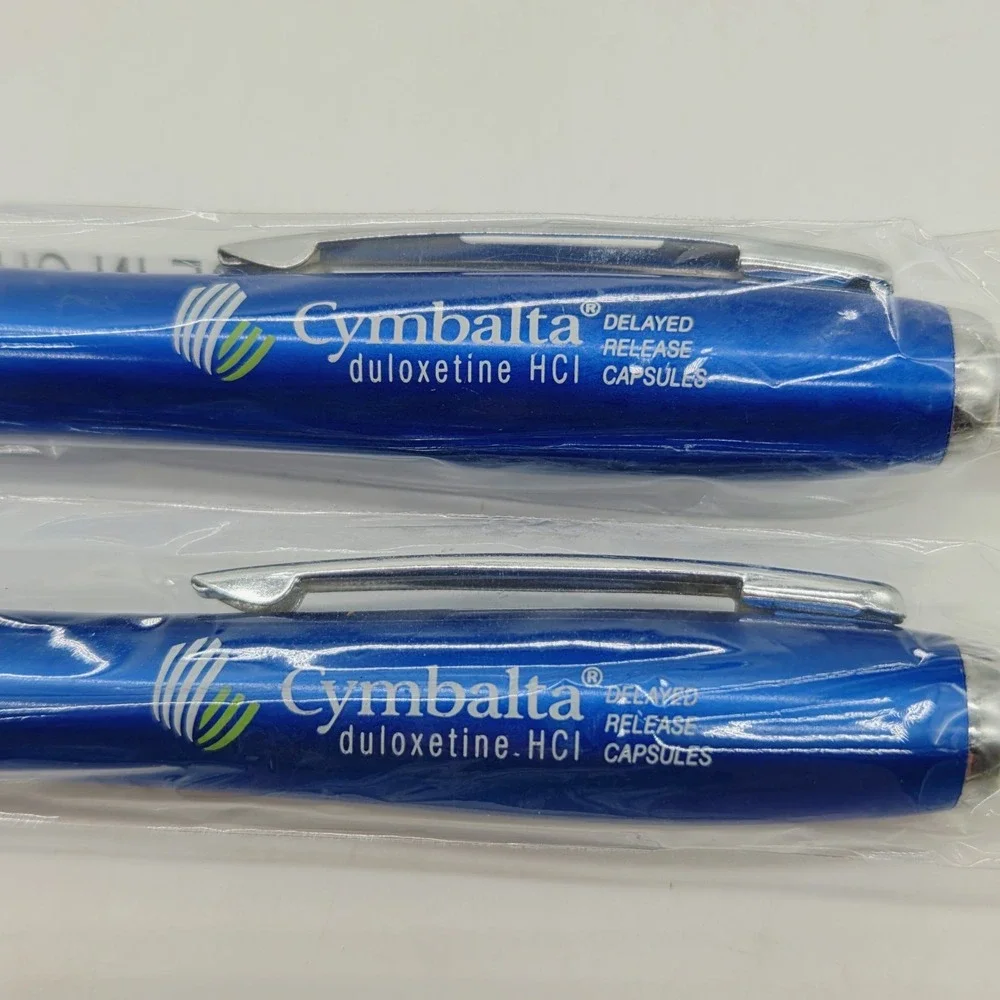 Lot Of 2 Cymbalta Pharmaceutical Drug Rep Pen Promo All Blue STICKY GRIP